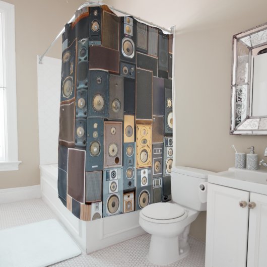 Wand van luidsprekers douchegordijn (In situ)