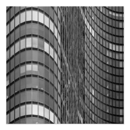 Wand van modern staal- en glasgordijn poster (Voorkant)