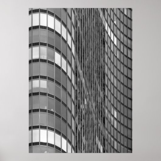 Wand van modern staal- en glasgordijn poster (Voorkant)