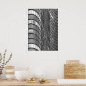 Wand van modern staal- en glasgordijn poster (Keuken)