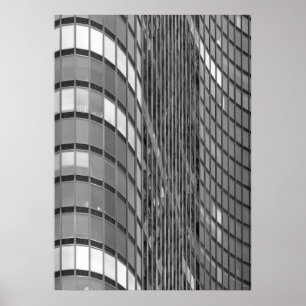 Wand van modern staal- en glasgordijn poster
