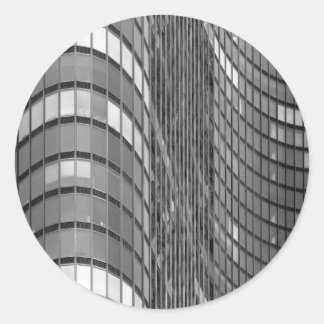 Wand van modern staal- en glasgordijn ronde sticker