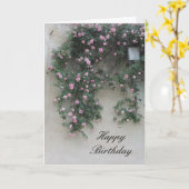 Wand van roze rozen kaart (Gele Bloem)