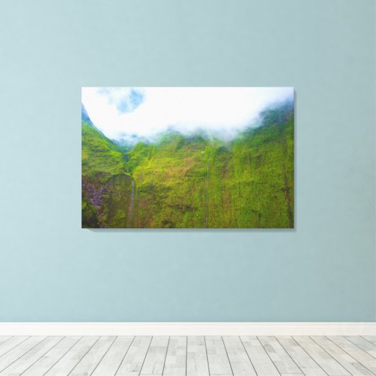 Wand van tranen, Mount Waialeale, Kauai, Hawaii Canvas Afdruk (Insitu (Houten vloer))