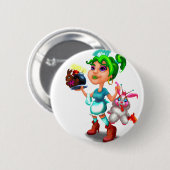 WANDA the COSMIC WAITRESS Ronde Button 5,7 Cm (Voorkant /achterkant)