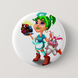 WANDA the COSMIC WAITRESS Ronde Button 5,7 Cm