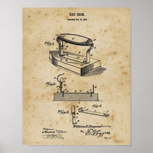 Wandbedden voor wasgoed IJzeren Blauwdruk Kunst Poster (Voorkant)