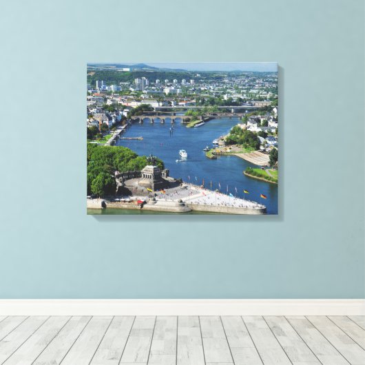 Wandbild deutsches Eck in Koblenz Canvas Afdruk (Insitu (Houten vloer))