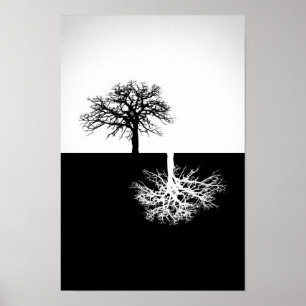 Wanddecor voor zwarte en witte bomen poster