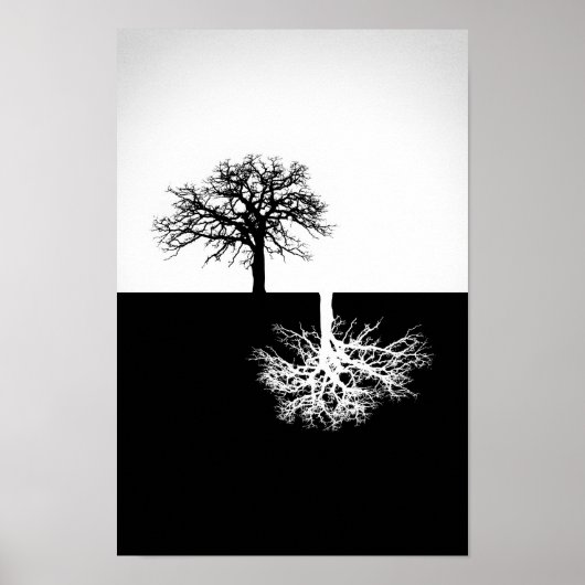 Wanddecor voor zwarte en witte bomen poster (Voorkant)