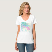 WANDEL LOOP Splash Verf Roze en Blauwe Hardloopsch T-shirt (Voorkant volledig)