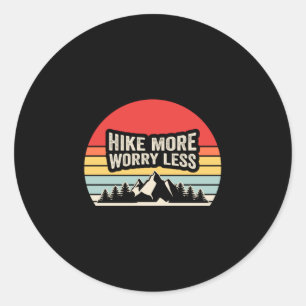 Wandel meer, maak je minder zorgen retro zonsonder ronde sticker