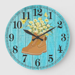 Wandel schoenen & bloemen rond (groot) wandklok