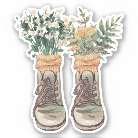 Wandel schoenen & Wilde Bloemen Sticker (Voorkant)