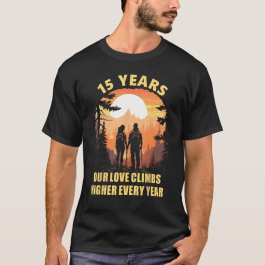 wandelaar 15 jaar getrouwd hike gear wandelpaar t-shirt (Voorkant)