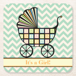 Wandelaar Baby's Blocks Baby Shower Papieren Onder Kartonnen Onderzetters