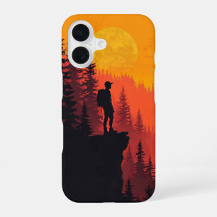 Wandelaar bij zonsondergang _ iPhone case 16 Hoesje