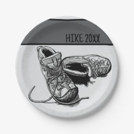 Wandelaar gepersonaliseerde camping picknick papieren bordje