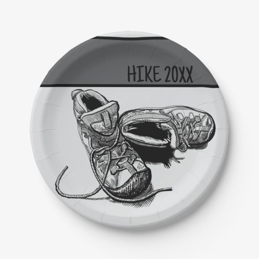 Wandelaar gepersonaliseerde camping picknick papieren bordje (Voorkant)