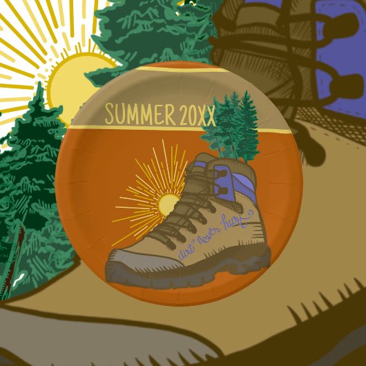 Wandelaar gepersonaliseerde camping picknick papieren bordje