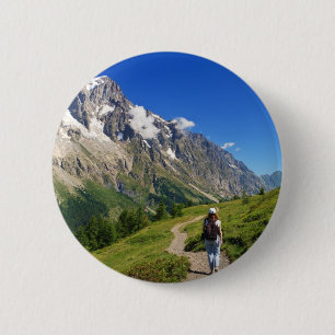 wandelaar in Ferret Valley, Italië Ronde Button 5,7 Cm