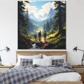 Wandelaars en ontdekkingsreizigers navigeren door canvas afdruk (Insitu (Slaapkamer))