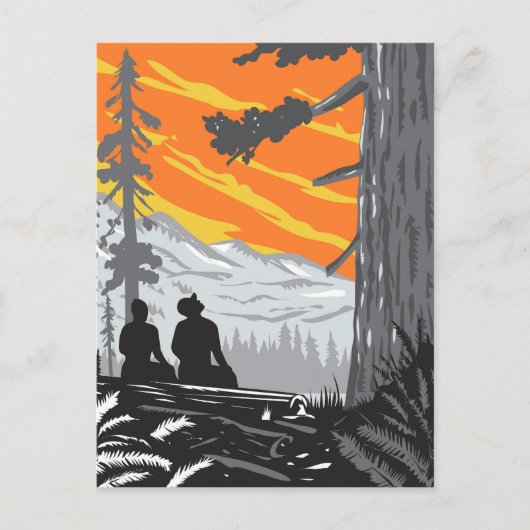 Wandelaars in Jedediah Smith Redwoods State Park W Briefkaart (Voorkant)