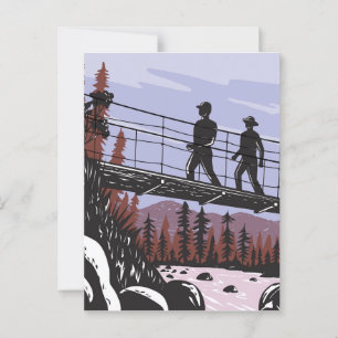 Wandelaars op Wawona Swinging Bridge in Yosemite W Briefkaart