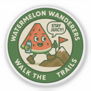 Wandelaars van Watermeloen Wandelen over de Paden Sticker