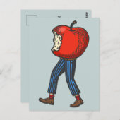 Wandelappel man grappig en speels Briefkaart (Voorkant / Achterkant)