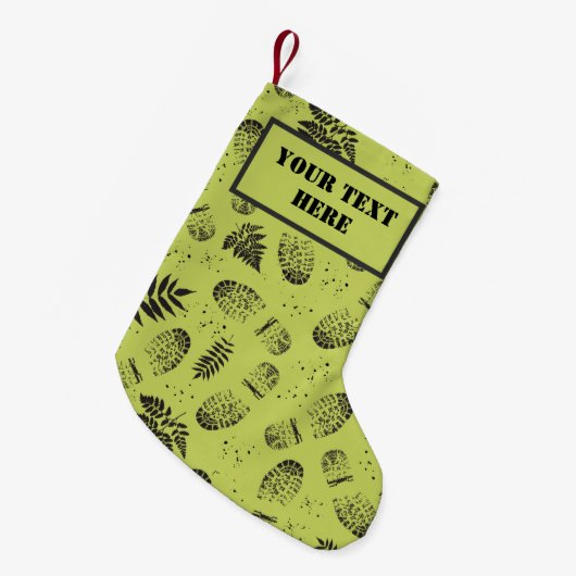 Wandelboot modderige voetafdrukken buitenshuis lie kleine kerstsok (Voorkant (Hangend))