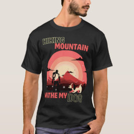 Wandelen-Berg-Met-Mijn-Hond-Retro-Zonsondergang-Av T-shirt