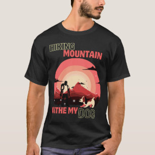 Wandelen-Berg-Met-Mijn-Hond-Retro-Zonsondergang-Av T-shirt