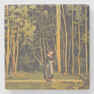 Wandelen bij de Forest Edge (door Ferdinand Hodler Stenen Onderzetter