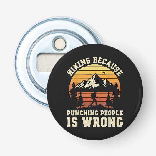 Wandelen Buiten Grappige Wandelaar Button Flesopener (Voorkant)