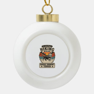 Wandelen Dandie Dinmont Terrier Hond Berg Zonsonde Keramische Bal Ornament