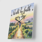 Wandelen door het geloof elke dag vierkante klok (Hoek)