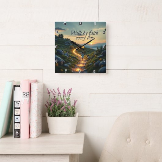 Wandelen door het geloof elke dag vierkante klok (Leeskamer)