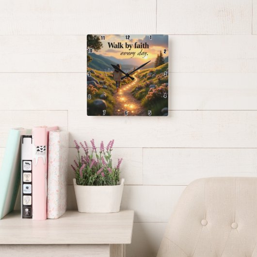 Wandelen door het geloof elke dag vierkante klok (Leeskamer)