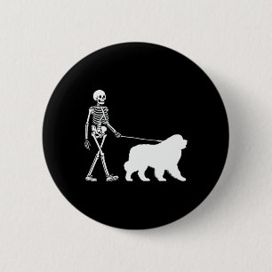 Wandelen Een Newfoundlander Hond Halloween Outfit Ronde Button 5,7 Cm