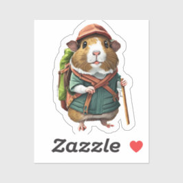 Wandelen Guinea Pig Explorer Adventurer, verjaarda Sticker