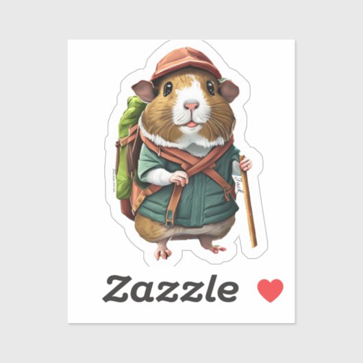 Wandelen Guinea Pig Explorer Adventurer, verjaarda Sticker (Vel)