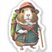 Wandelen Guinea Pig Explorer Adventurer, verjaarda Sticker (Voorkant)