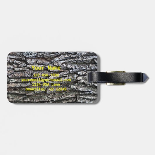 Wandelen iHIKE Boot Print Tree Bark Achtergrond Bagagelabel (Achterkant horizontaal)