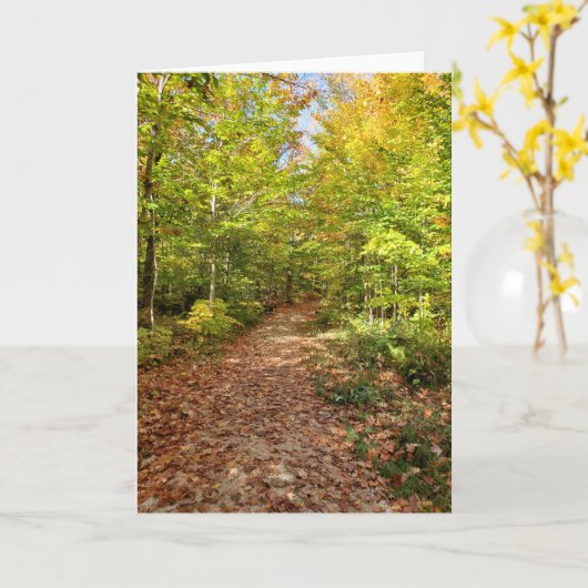 Wandelen in de Bossen Autumnal Folded Wenskaart Kaart (Gele Bloem)