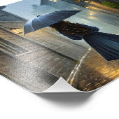 Wandelen in de regen foto afdruk (Hoek)