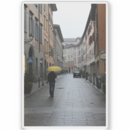Wandelen in de regen in Bergamo Sticker