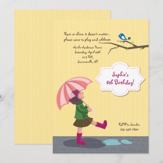 Wandelen in de regen uitnodiging (Voorkant / Achterkant)