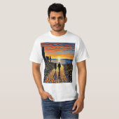 Wandelen in de zonsondergang t-shirt (Voorkant volledig)