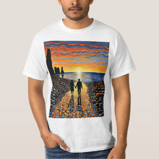 Wandelen in de zonsondergang t-shirt